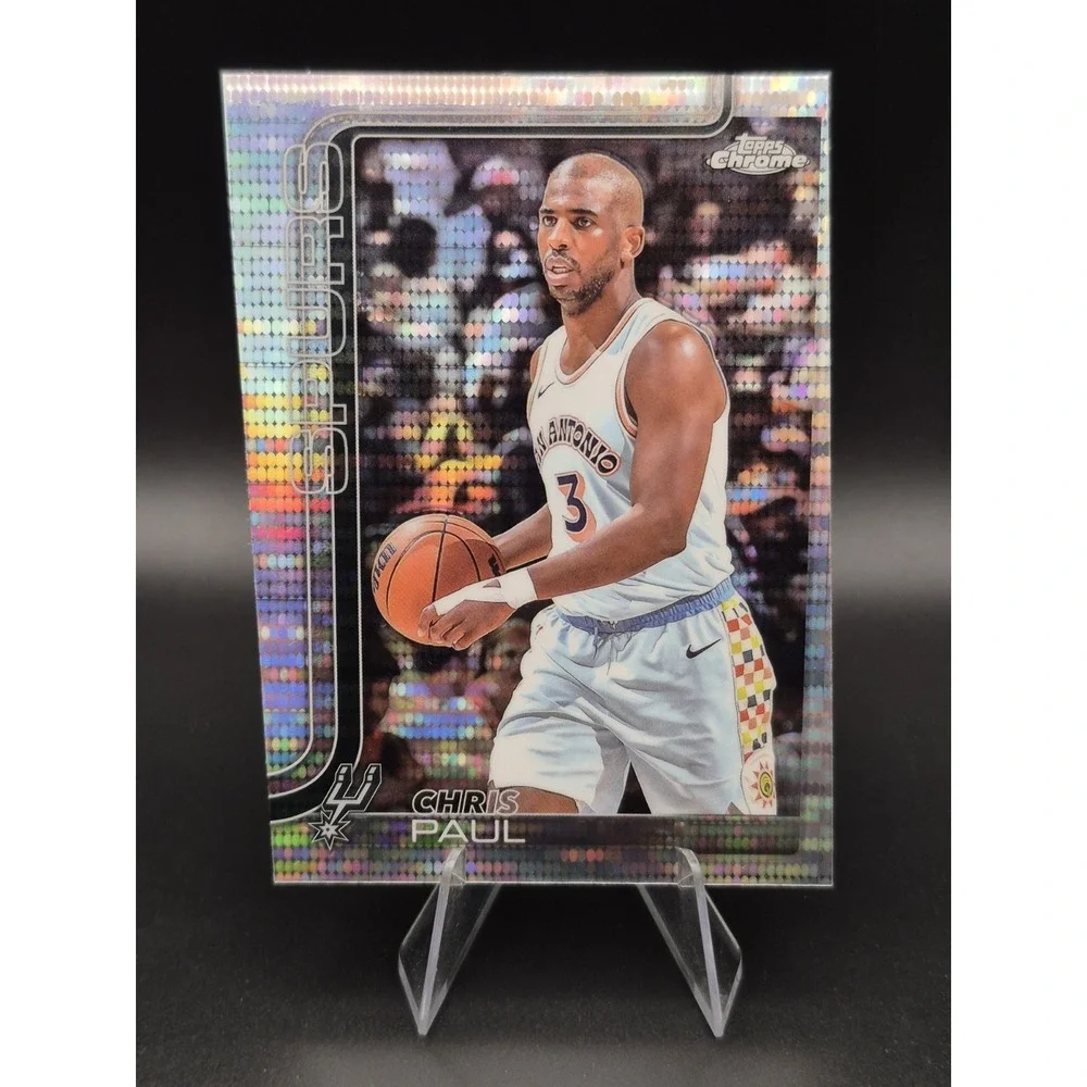 2025-26 Topps Chrome Chris Paul #219 Pulsar Refractor MISCUT RARE Spurs